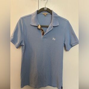 BURBERRY Men’s Polo Shirt, Light Blue, M